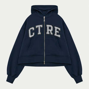Vente en gros de sweat à capuche zippé pour femmes marine personnalisé sweats à capuche anti-rides et respirants pour femme entraînement gym sweat à capuche zippé - Product Image 1