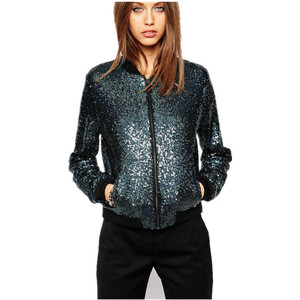 Blouson bombardier à col montant blousons bombardiers à motifs personnalisés de qualité supérieure à paillettes pour femmes vente en gros de vestes d'hiver pour femmes - Product Image 2