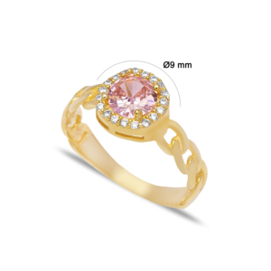 Gourmet diseño redondo rosa de piedra de Zircon anillo turco hecho a mano de la joyería de la plata esterlina 925 al por mayor - Product Image 2
