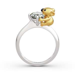 Anillo de Compromiso Jeulia Hug Me Koala de Plata de Ley con Corte Circular - Product Image 1