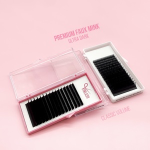 Accept Customization Mega Volume Easy Fan Promade Lash Fans Full Curl Korean <b>PBT</b> Fiber Bulk Purchase Box 12 Line Ultra Dark - Product Image 1