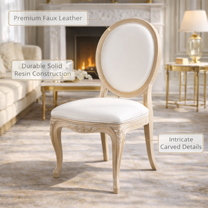 Sedia in Resina Stile Antico Francese con Schienale Ovale per Matrimoni, Eventi, Hotel e Banchetti - Vendita all'Ingrosso - Product Image 3