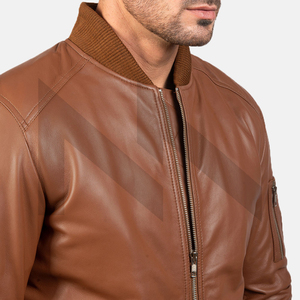 Pakistan Factory Veste en cuir véritable pour hommes Streetwear élégant avec col montant et manteau à la mode en toile - Product Image 5