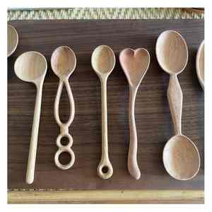 Juego de cucharas de madera de Vietnam, utensilios naturales hechos a mano para cocinar, revolver, servir, respetuosos con el medio ambiente para uso doméstico y en restaurantes - Product Image 4