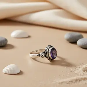 Anillo de Plata 925 con Amatista para Mujer, Colgantes y Dijes Finos, Joyería de Piedras Preciosas - Product Image 2