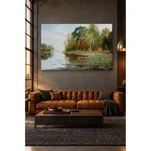 Impresión en lienzo de árboles de otoño junto al lago de Fida Lindstrm - Product Image 3