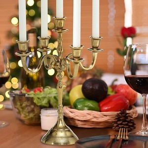 New Wholesale Price Gold Aluminum 5 Arm Small Wedding and Christmas <b>Candelabra</b> Centerpiece Handmade for Table Decoration - Product Image 4