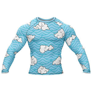 Ensemble de rashguard respirant au design unique, logo frontal, matière polyester/spandex, antibactérien, séchage rapide pour hommes adultes, best-seller - Product Image 1