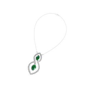 Collier élégant pendentif en forme d'émeraude et d'infini en diamant cultivé en laboratoire 950 pendentifs fins en forme de poire en platine et breloques - Product Image 1