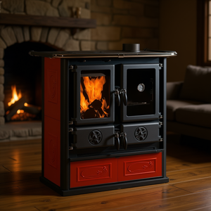 Estufa de Leña de Cerámica Bordeaux de 5 Estrellas Nordica 7.9kW ROSETTA 5.0 VST.16, 88.5x57.2x84.3cm - Product Image 3