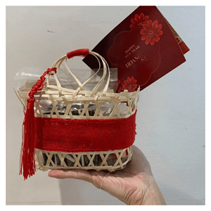 Cesta de Regalo de Bambú, Cesta Tejida Artesanal de Bambú para Envolver Regalos, Almacenamiento y Decoración del Hogar, Hecha en Vietnam - Product Image 4