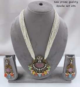 Long Motipearl Mala & Drop Pendentif Collier Ensemble À La Mode Ton Or Kundan perle Collier Boucles D'oreilles Ensemble Avec Femmes Filles - Product Image 3