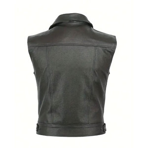 Chaleco de cuero de moda para hombre, diseño contemporáneo, corte ajustado, tacto suave, chaleco de moda para actividades al aire libre. - Product Image 2