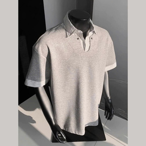 NH44 T-shirt formel unisexe à col roulé coupe régulière inspiré de la mode coréenne tenue de tous les jours à la mode - Product Image 2