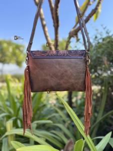 Sac à main en cuir de vachette occidental, nouveau design, artisanal, sculpté à la main, avec franges, style bohème vintage, fait à la main, élégant, sac à bandoulière - Product Image 4