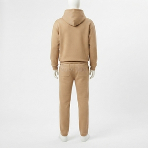 <b>Womens</b> Beige Cotton Fleece Hoodie Tracksuit Set Pullover Sweatshirt <b>Jogger</b> Pants Matching Casual Sportswear Loungewear - Product Image 3
