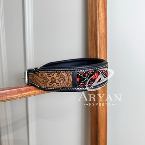 Collier de chiot en cuir véritable 100% gravé et rembourré, en acier inoxydable, avec boucle antirouille - Product Image 1