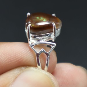 Anillo de ágata de fuego mexicano Natural de Plata de Ley 925, cabujón liso, piedra preciosa, joyería de boda, Plata de ágata de fuego tachonada con diamantes - Product Image 2