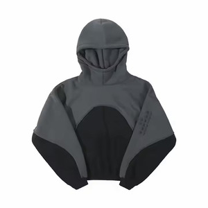 เสื้อฮู้ด100% โอเวอร์ไซส์สำหรับผู้ชายผ้าคอตตอนสีทึบดีไซน์ไหล่ปล่อยสำหรับฤดูใบไม้ผลิ - Product Image 2