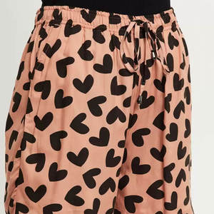 High Quality Women Heart Print Casual Shorts Summer Beach Drawstring High Waist Loose Pajama Shorts <b>Elastic</b> Waist Home Wear - Product Image 5