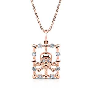 Collier pendentif tendance Jeulia Danger Skull & Crossbones en argent sterling - Product Image 1