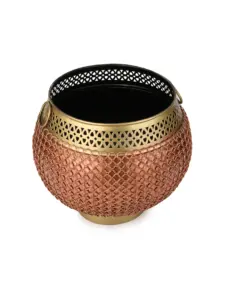 Maceta de Acero Inoxidable Hecha a Mano de Dos Tonos Cubierta con Malla de Cadena, Colgante para Interiores/Exteriores, para Decoración del Hogar - Product Image 4