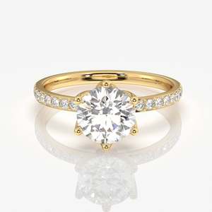 18K Gold <b>Ring</b> with Round Cut Lab Grown <b>Diamond</b> Pave Elegant <b>Diamond</b> <b>Rings</b> Collection - Product Image 3