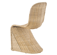 Fauteuil de salon moderne en rotin/osier tressé avec dossier et assise incurvés, durable et écologique pour l'extérieur et le salon