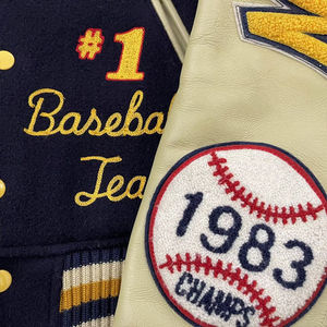 OEM venta al por mayor de alta calidad parche bordado hombres Universidad mangas de cuero personalizado Streetwear béisbol Letterman Varsity chaqueta - Product Image 5