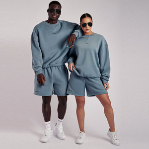 Conjunto de Sudadera con Capucha y Pantalones Cortos de Verano de Felpa Francesa para Hombre, Traje Deportivo para Correr, Chándal de Gimnasio, Mezcla de Poliéster/Algodón, Unisex - Product Image 1