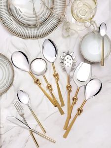 Hot Sale Metal Gold Salad <b>Server</b> Set with Knot Handle Best Price Pasta Serving Tools from India - Product Image 6