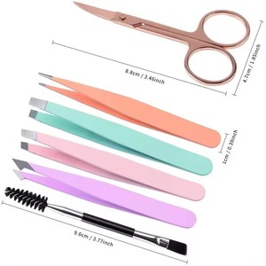 Juego de 6 Pinzas de Maquillaje para Mujer, con Tijeras Curvas, Kit de Maquillaje Profesional, Logotipo Personalizado OEM, Venta al Por Mayor - Product Image 3