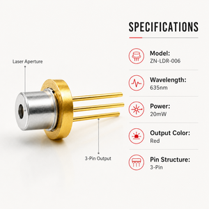 Module de diode laser 635nm 5mW ROUGE Zhonna Laser DIY Capteur laser <span class=keywords><strong>Tube</strong></span> électroluminescent LED Électronique Emballage : TO56 - Product Image 3