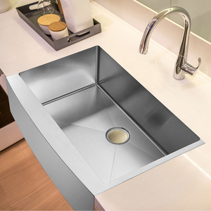 Évier de cuisine à rebord intégré 27 pouces à cuvette unique Undermount SUS304 en acier inoxydable finition satinée CUPC répertorié - Product Image 6
