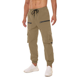 Pantalones Cargo de hombre de punto de Color sólido de material personalizado para servicio informal/OEM pantalones Cargo de hombre con cintura elástica y múltiples bolsillos - Product Image 3