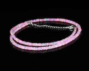 Collier de perles d'opale rose flashy en argent sterling 925 fait à la main bijoux de perles fines personnalisés pour cadeau de fête des mères - Product Image 1