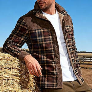 Chemise-veste en flanelle à carreaux doublée en sherpa pour homme avec fermeture à boutons-pression, veste d'hiver chaude, doublure en polaire épaisse et douce, décontractée - Product Image 4