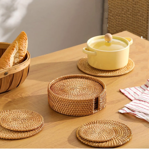 Handwoven Wicker Flower Plate Natural Fiber Heat Insulation <b>Table</b> <b>Protection</b> Normal Decoration Wholesale Supply TUYET DUNG Made - Product Image 5