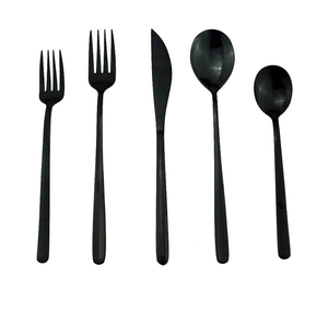 ชุดช้อนขนมเซิร์ฟสลัดทำจากเหล็กมิเรอร์เซตช้อนขนมแฮนด์เมดสีดำด้าน - Product Image 3