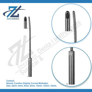 Biemer Instrumentos Quirúrgicos de Acero Inoxidable, Curetas de Vacío Ligeramente Curvadas de 4mm para Aspiración Lipectomía, Curetas Quirúrgicas Básicas - Product Image 3