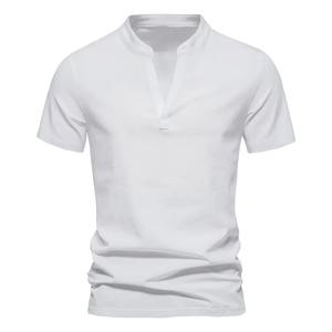 Nouveau T-shirt d'été 2026 pour homme, col en V profond, manches courtes, style européen, couleur unie, tendance - Product Image 3