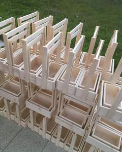 Cesta de madera y bambú rústica mínima Almacenamiento de pino rectangular hecho a mano para frutas y vino, listo para enviar desde Vietnam - Product Image 5