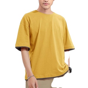 Camiseta amarilla extragrande personalizada – Camiseta unisex de estilo urbano con hombros caídos, corte holgado unisex, impresión de logotipo personalizado - Product Image 1