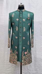 2025 @ Chaqueta India/paquistaní, Sherwani y vestido de pantalón con cuentas de cristal adornadas Dabka Pearls Resham Work para boda - Product Image 2