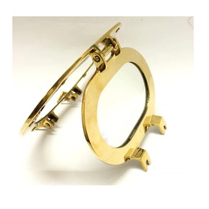 Espejo de Pared de Metal Náutico Tradicional Antiguo, Decoración de Ojo de Buey de Barco Pulido para Baño y Dormitorio - Product Image 1