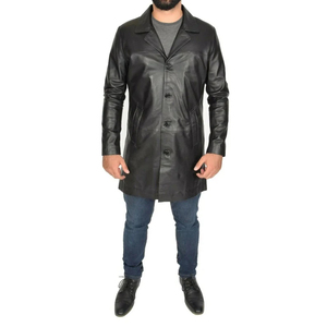 High Quality Coated <b>Leather</b> <b>Jacket</b> Men's Comfortable Breathable Windproof Stand Regular Length Quick Dry Custom Front Casual - Product Image 1