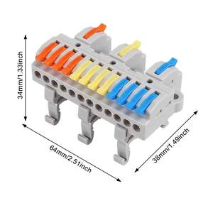 Bornes à rail en cuivre 3 entrées 12 sorties, connecteurs de câbles à branchement rapide amovibles, 600V, nickelés, en ligne - Product Image 5