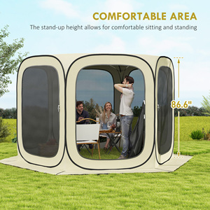 Outsunny 11 x 11ft Pop Up Screen Tent, Portable <b>Camping</b> Gazebo <b>Canopy</b> Screen House with UPF50+ Oxford Cloth and Carry Bag for - Product Image 4