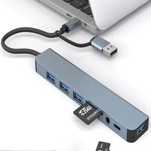 <span class=keywords><strong>Hub</strong></span> USB 3.0 et 2.0 8-en-1 à double connecteur 3.5mm <span class=keywords><strong>Audio</strong></span> PD Charging SD TF Multiport USB <span class=keywords><strong>Hub</strong></span> - Product Image 1