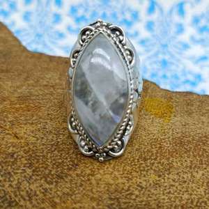 Venta caliente 925 plata esterlina estilo bohemio moda anillos finos joyería piedra lunar Marquesa forma anillo de piedras preciosas para hombres y mujeres - Product Image 3